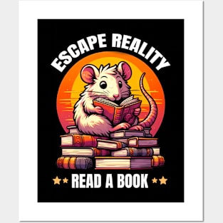 Escape Reality, Read a Book. Cute Rat Bookworm Posters and Art